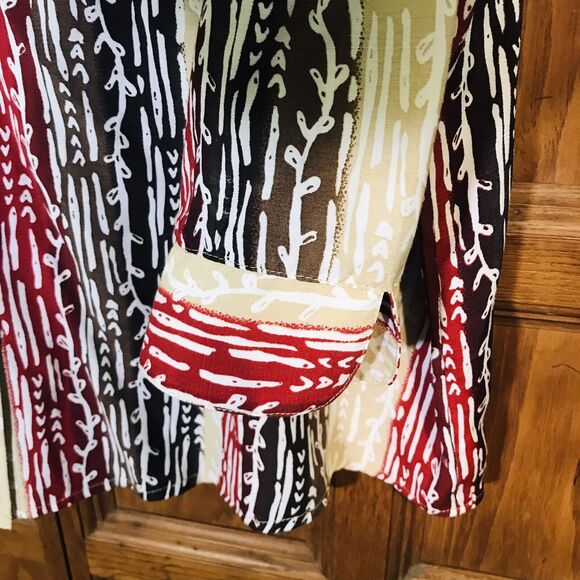 Alfred Dunner Women's 16 Fall Multicolor Blouse 3/4 Sleeve Button Up Rayon Top - Picture 4 of 8